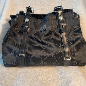 Coach Signature Fabric Shoulder Bag with Leather Trim - Mia 15402